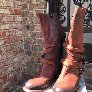 FREEBIRD Brown Studded Leather Boots